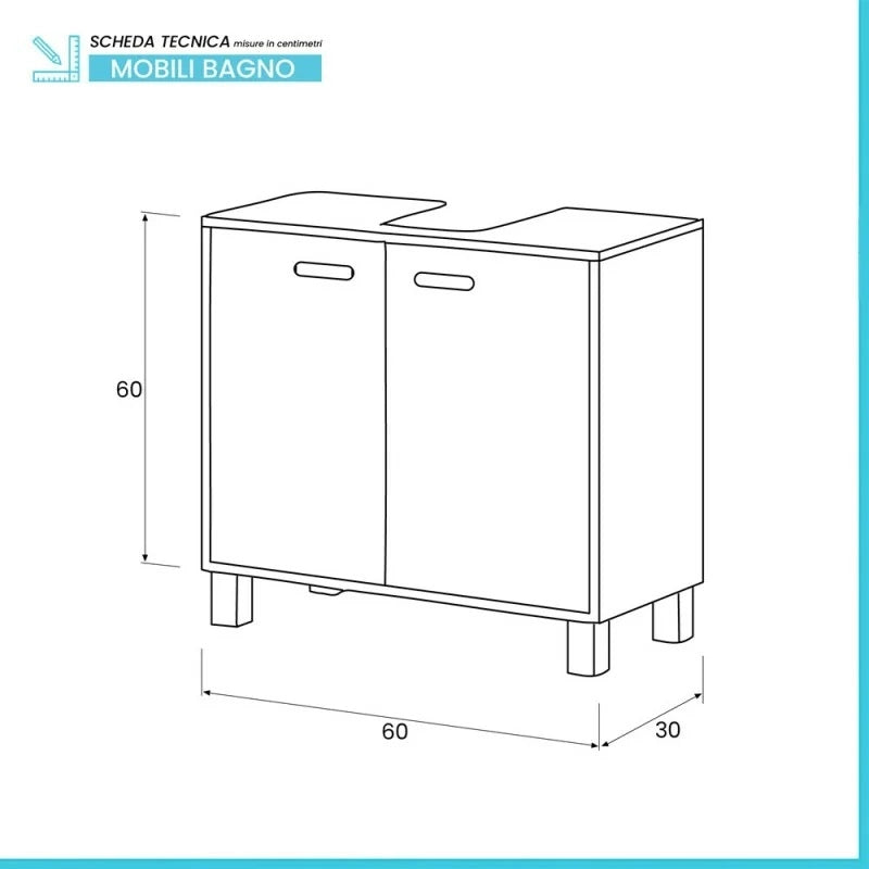 MOBILE SOTTOLAVABO FAST 60X30XH60CM BIANCO