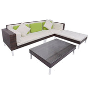 Set di mobili da giardino mobili da esterno 4 pezzi con cuscini resina intrecciata marrone 02_0016194