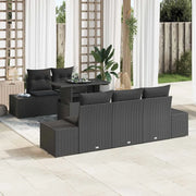 Set di divani con cuscino 6 pcs Nero polyrattan