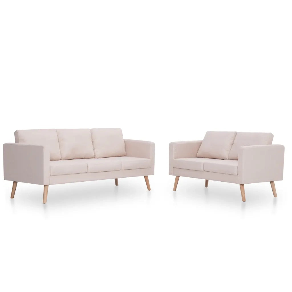 Set Divani 2 pz in Tessuto Crema