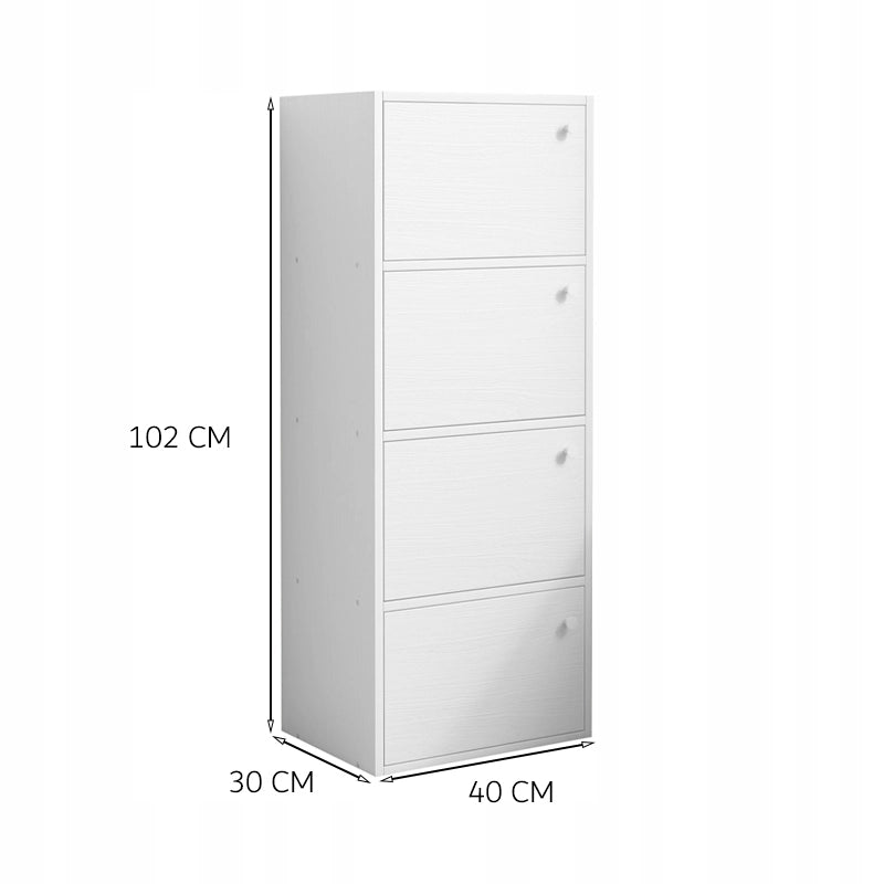 Cassettiera moderna capiente grande bianca scandinava loft retrò 4 ripiani