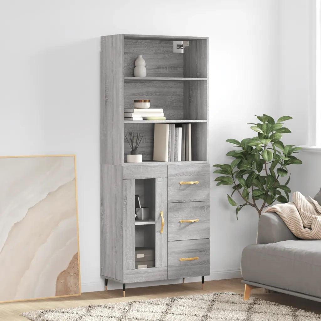 Credenza | Madia | Buffet da pranzo | Armadio da pranzo Grigio Sonoma 69,5x34x180 cm in Legno Multistrato