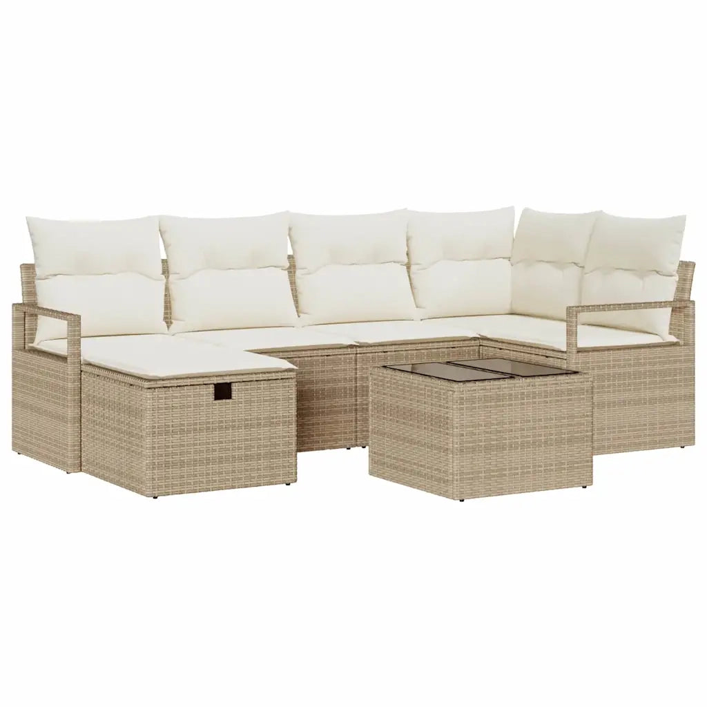 Set di divani con cuscino 7 pcs Beige e Crema polyrattan 3359190