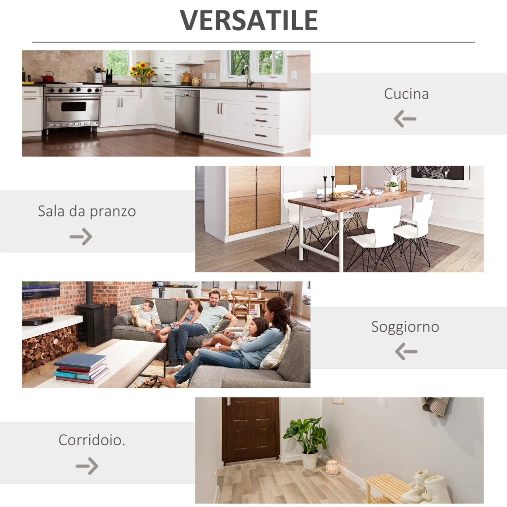 Mobiletto Portabottiglie per Vino con Porta Calici e Armadietto, Cantinetta 20 Bottiglie Bianco, Robusto per Casa, 80x36x85 cm
