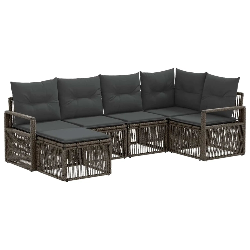 Set Divano da Giardino 6 pz Grigio polyrattan 3435779