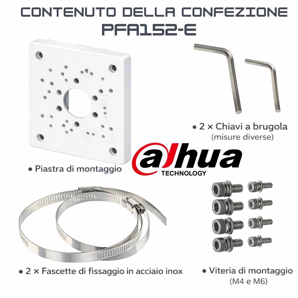 Dahua pfa152-e staffa per montaggio su palo telecamere videosorveglianza