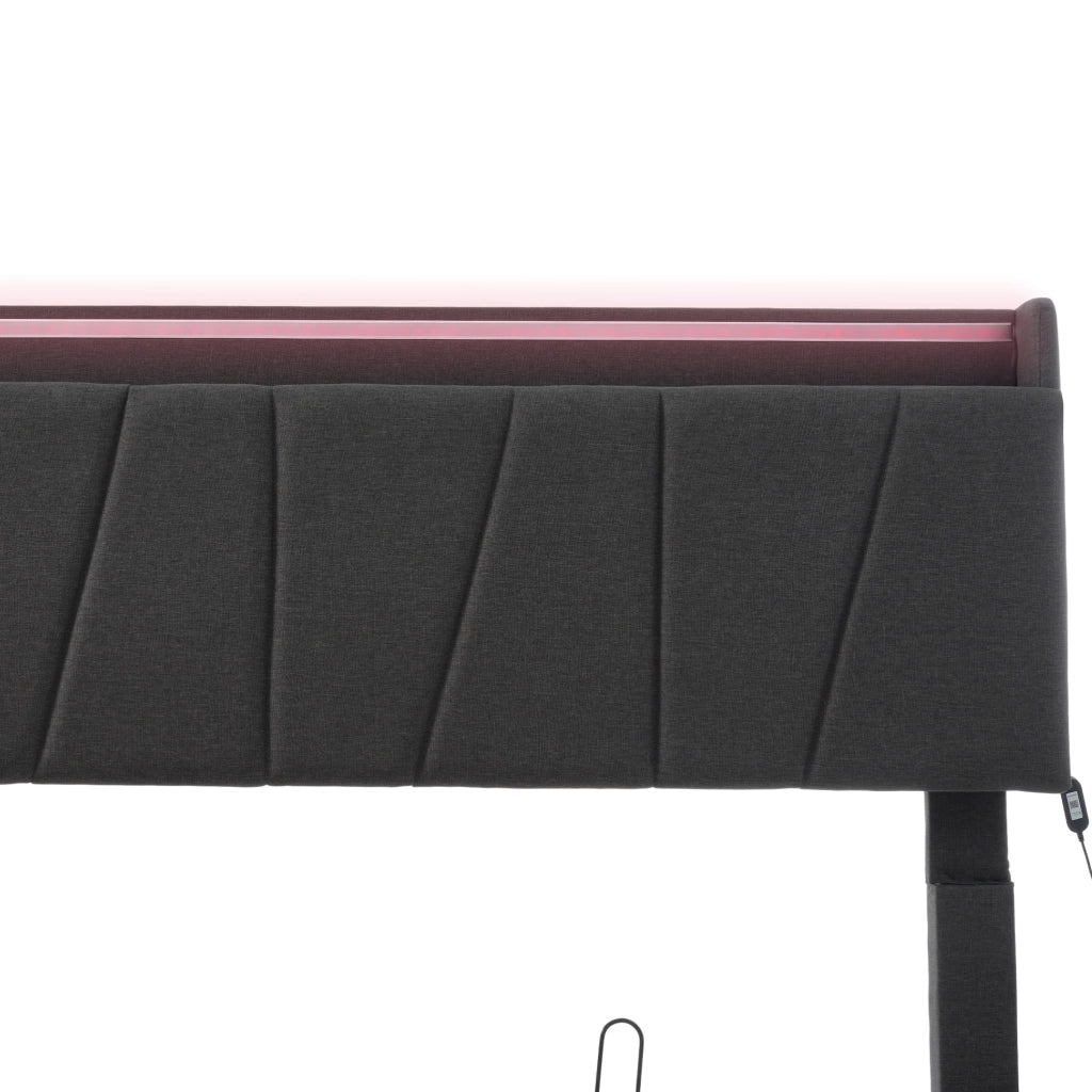 Letto imbottito 160x200 con testiera contenitore, prese USB e LED RGBW