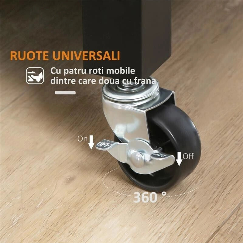 CARRELLO DA CUCINA IN LEGNO CON CASSETTO 83X45X88 CM NERO