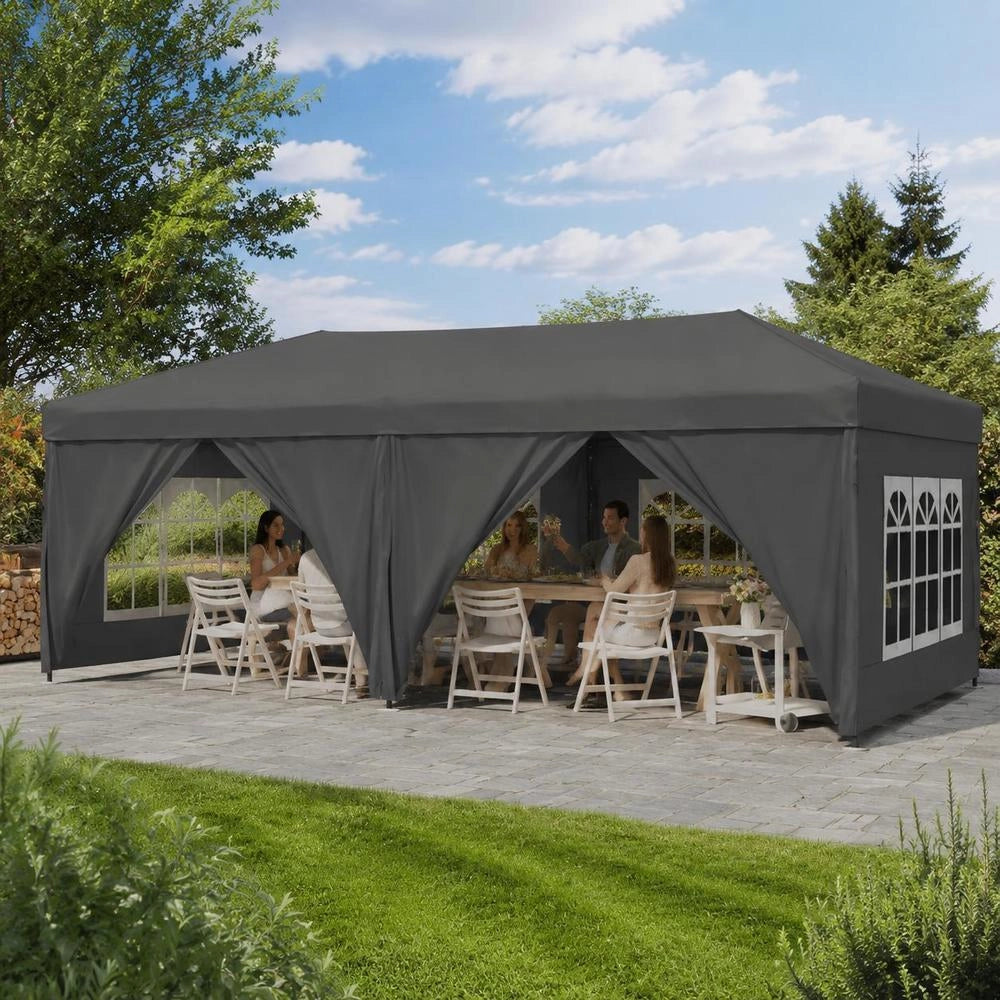 Foldable Party Tent With Side Walls, Anthracite, 3x6 M