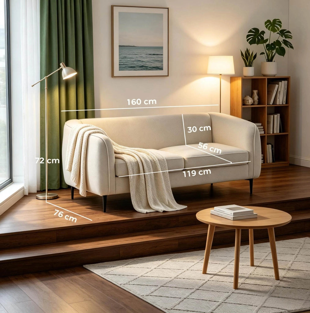 DIVANO 2 Posti 160x76 cm Beige in Poliestere