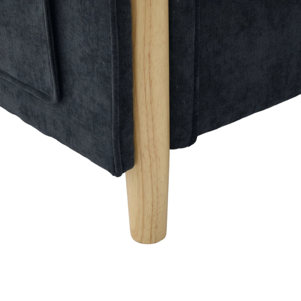 Divano modulare a U 4 posti con 2 pouf contenitore in ciniglia nera