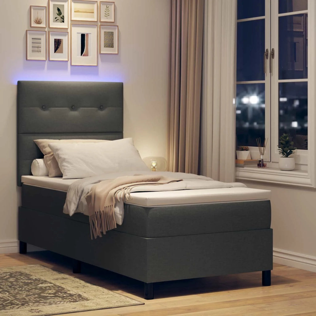 Letto a molle con materasso Grigio scuro 90 x 190 cm Tessuto