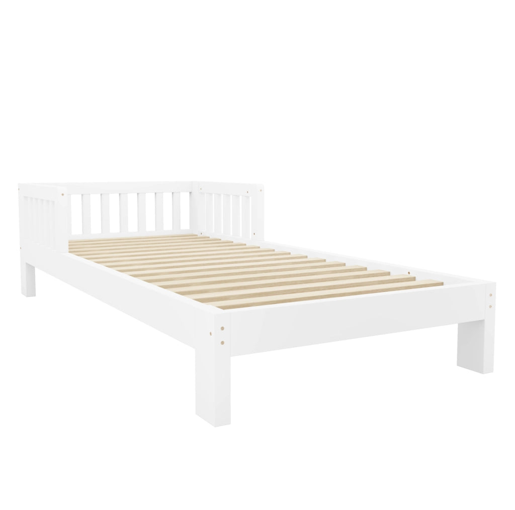 Letto modulare per bambini in legno massiccio 90x200 cm, combinazione di letto a castello e letto singolo, bianco