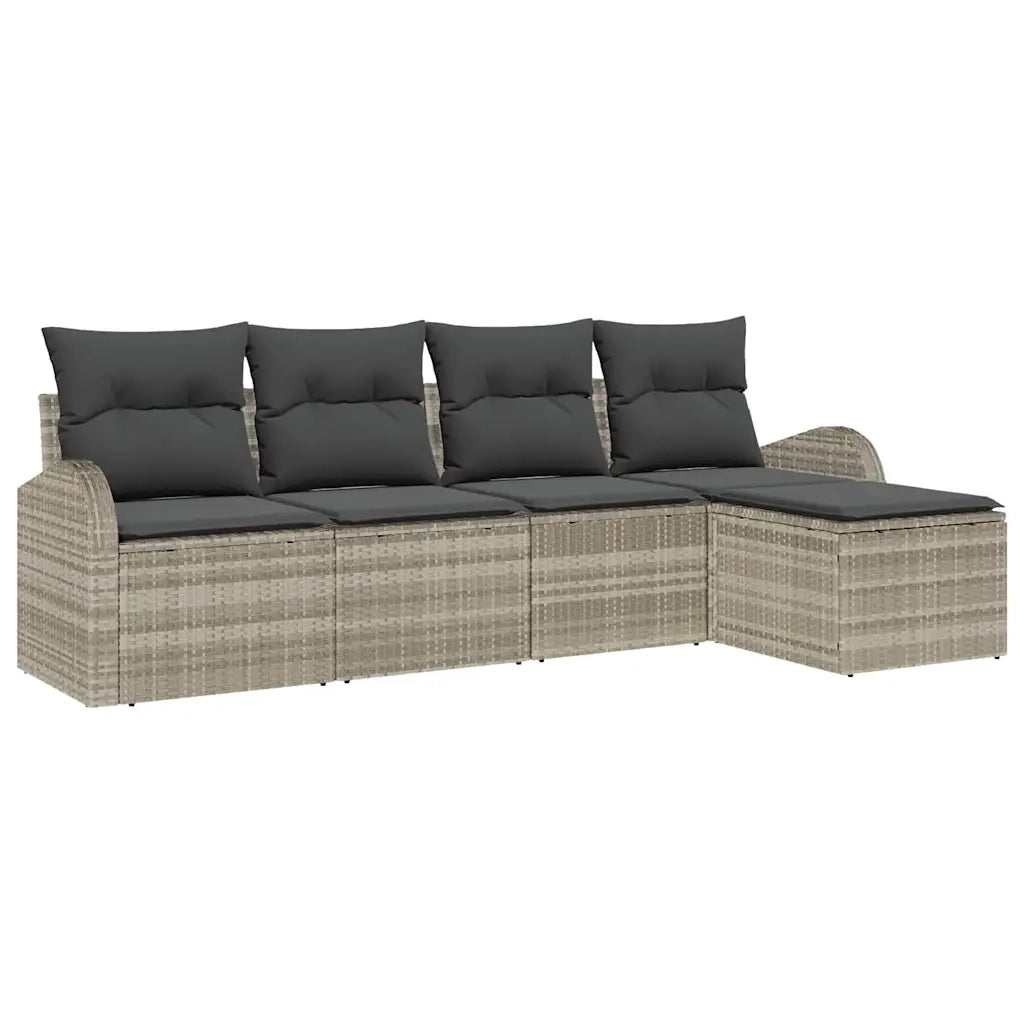 Set Divano da Giardino 5 pcs Grigio chiaro polyrattan 3346002