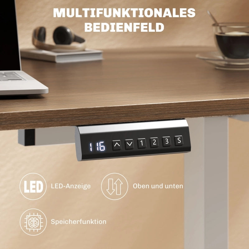 Struttura per scrivania regolabile elettrica con doppio motore; memoria LED e protezione anticollisione bianca