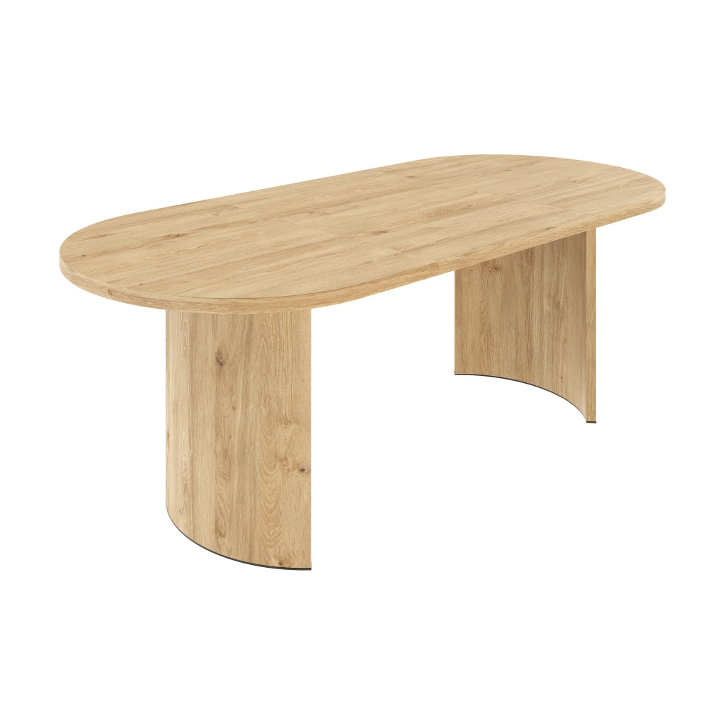 Tavolo da Pranzo 200x90 cm 6-8 Posti LEMONMAX; Piano MDF 28 mm con Angoli Arrotondati; Gambe Curve; Finitura Effetto Rovere; Portata 60 kg