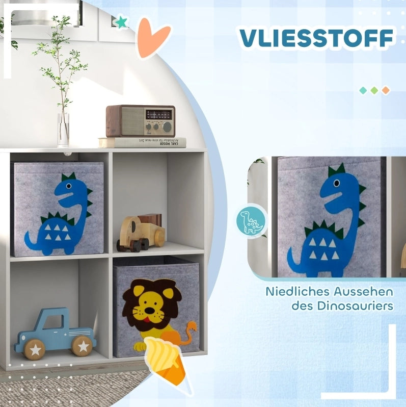 Libreria per bambini in legno con 4 vani e 2 cassetti