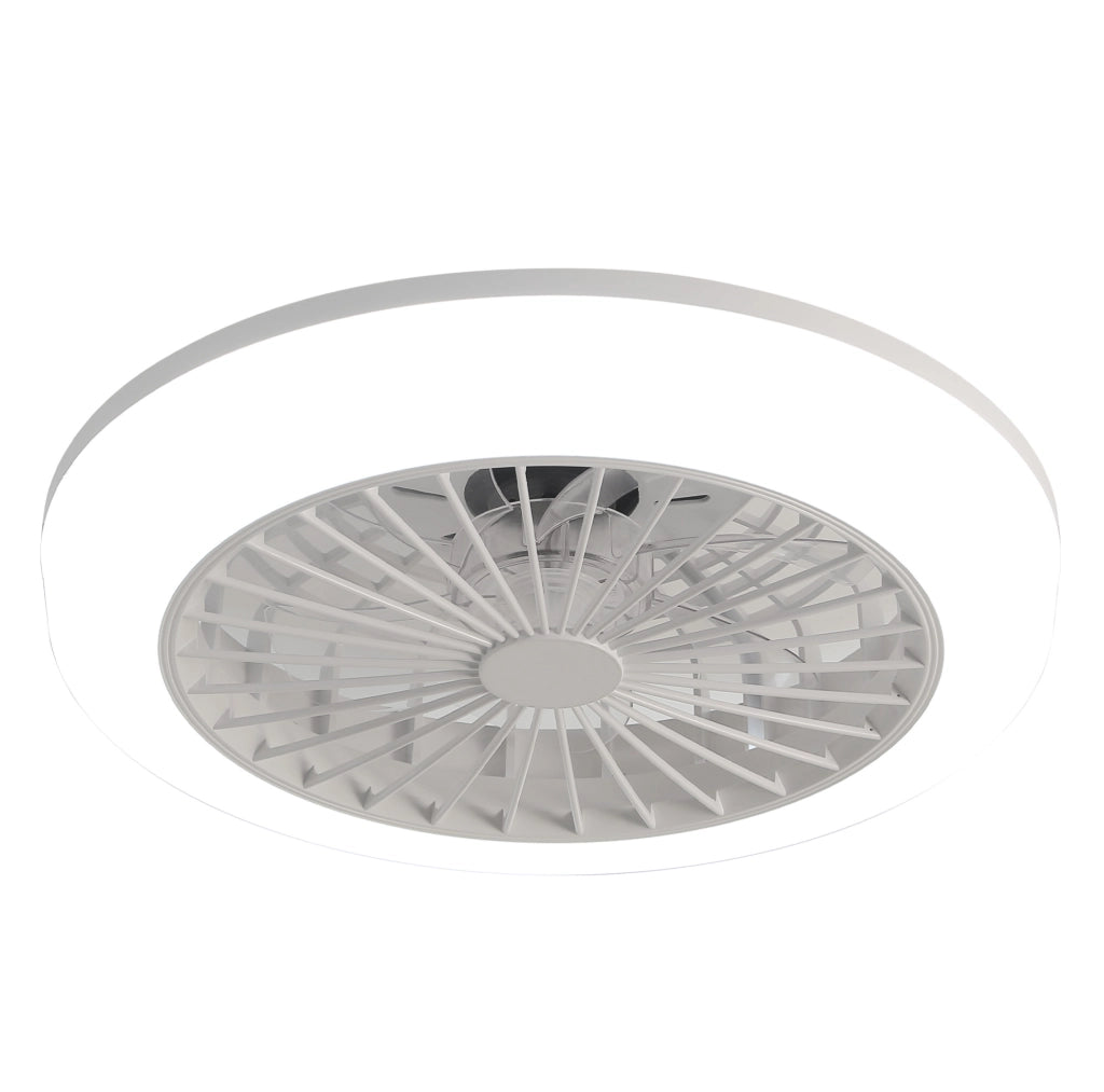 Ventilatore da soffitto senza pale 18" con luce dimmerabile e telecomando, design bianco moderno per camere da letto e cucina