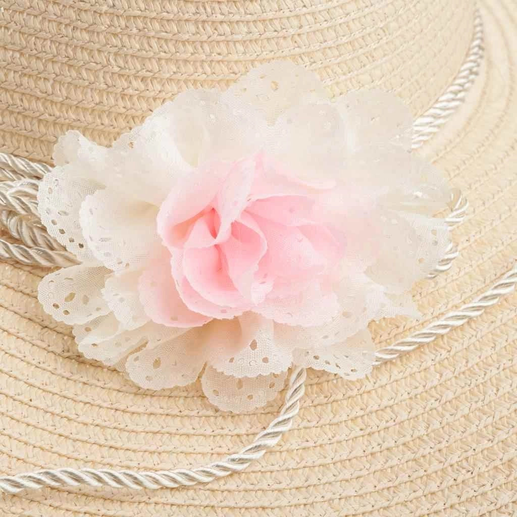 Cappello panna a tesa larga con dettaglio 58