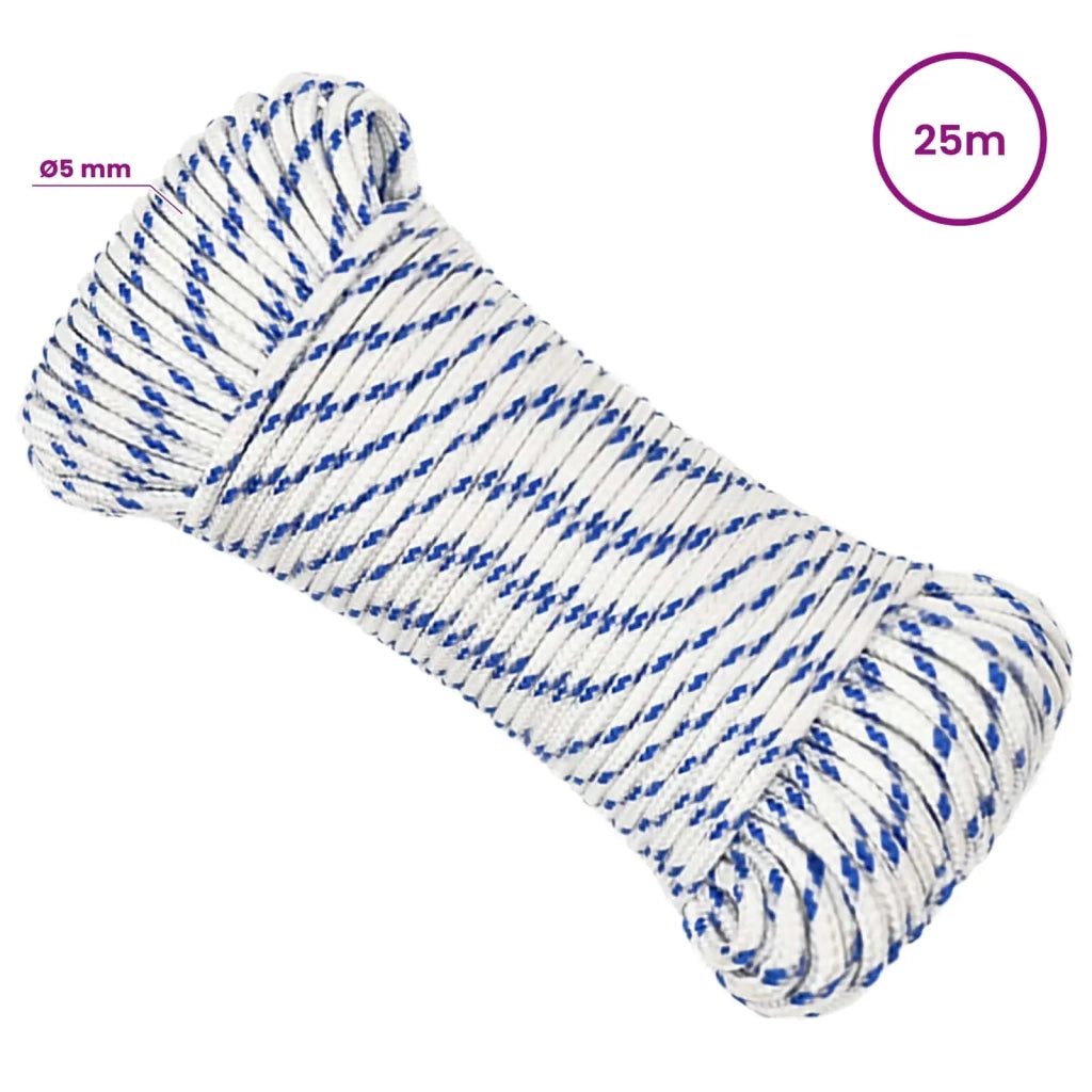 Corda multiuso 5 mm 25 m Bianco e Blu PP 150 kg Carico massimo 3473153