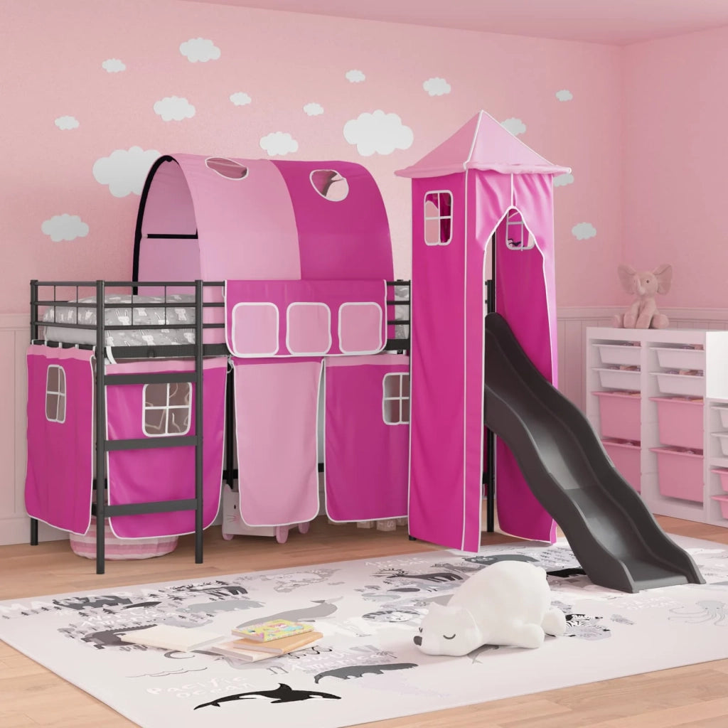 Struttura del letto loft per bambini Nero e rosa 75 x 190 cm 42020885