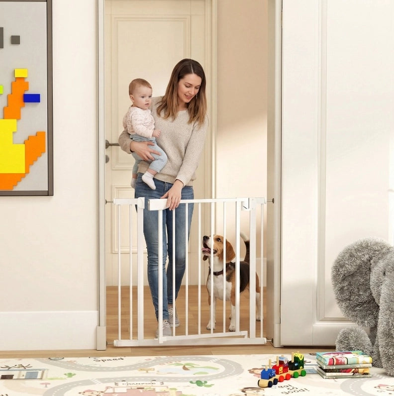 Cancelletto di sicurezza per bambini 76-89 x 76 cm in acciaio bianco senza foratura –