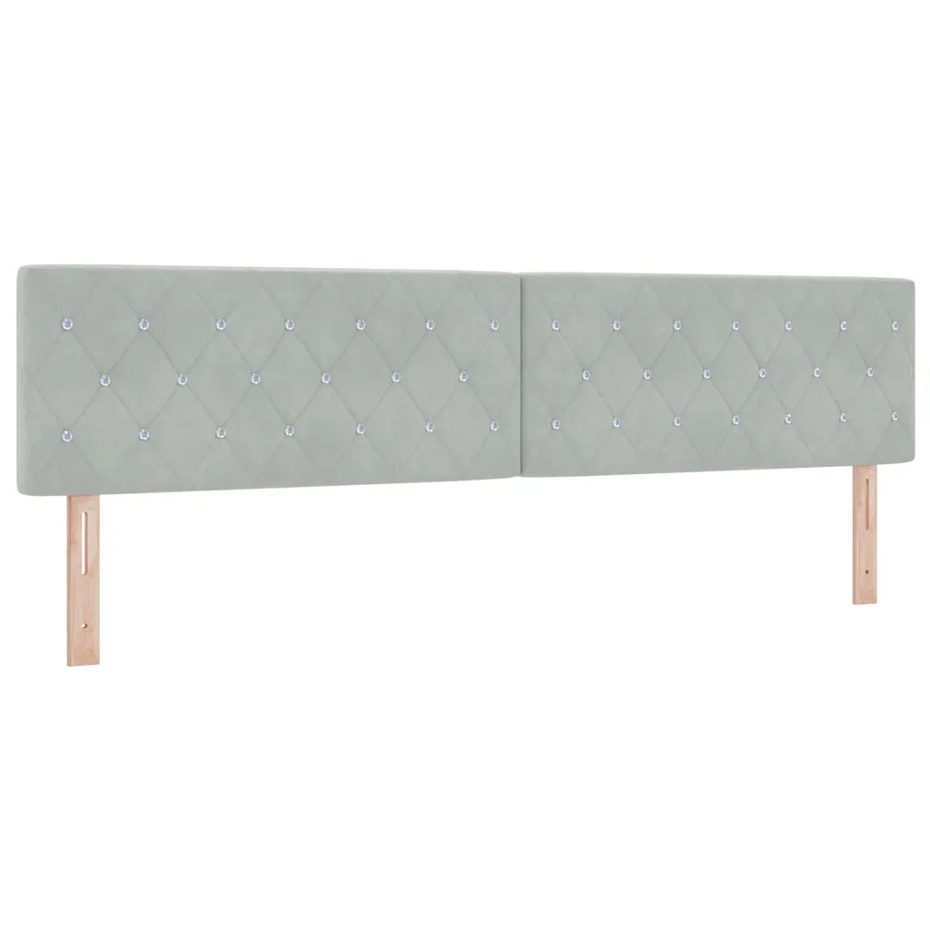 Letto a Sorgente LED con led Grigio chiaro 200 x 200 cm Velluto