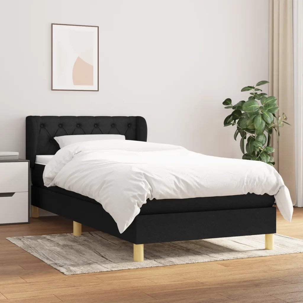 Giroletto a Molle con Materasso-Struttura Letto Nero 80x200 cm inTessuto 257102