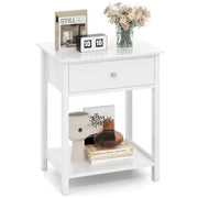 Wooden Bedside Table with Drawer Sofa Table with Open Shelf Mid-Century Style Multifunctional Side Table White