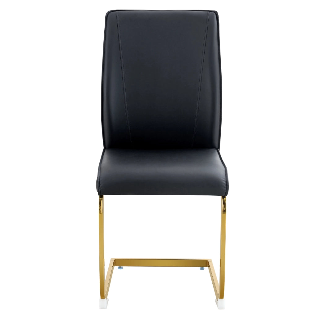 Set di 2 sedie da pranzo in ecopelle bianca con gambe in metallo nero e schienale da 50 cm