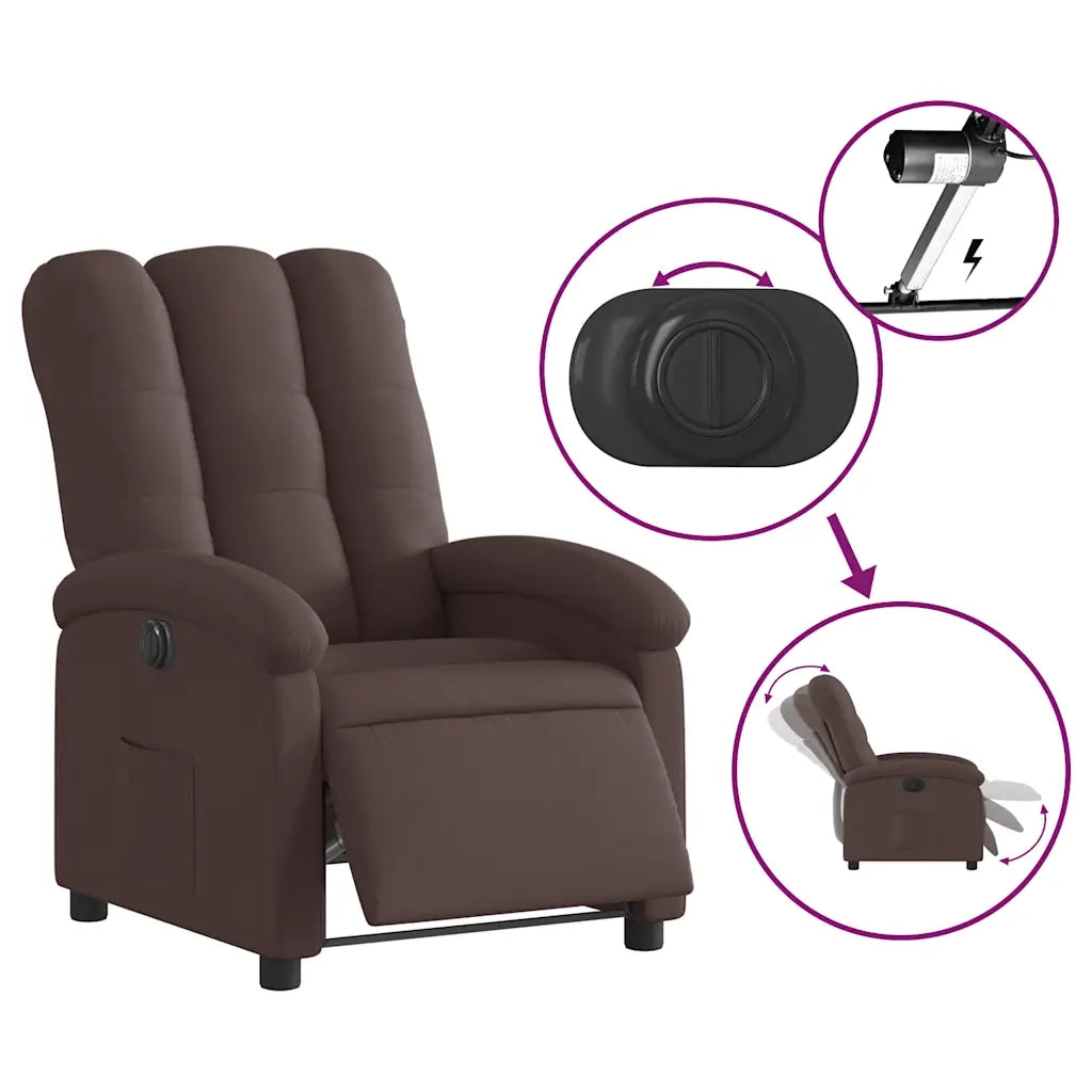 Poltrona | Sedia Relax Elettrica Reclinabile Marrone Scuro in Tessuto