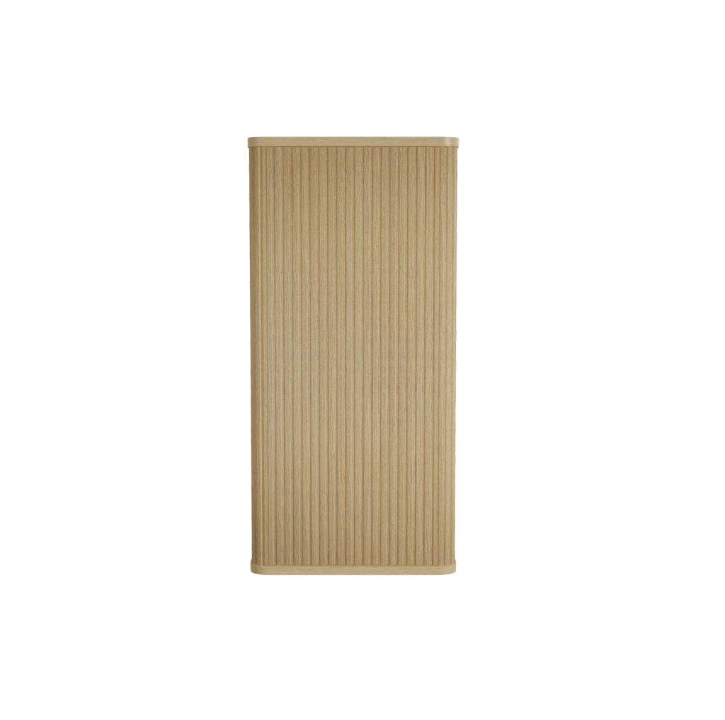 Mobile bagno da parete in rovere con design scanalato e apertura push-to-open