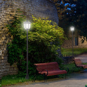 Lanterna Solare Da Giardino Luce Fredda Nero Plastica Per Esterni Accensione Automatica 6 Luci