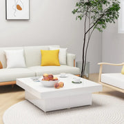 Tavolino da Salotto-Tavolino da soggiorno-Tavolo Bianco Lucido 90x90x28 cm Legno Multistrato