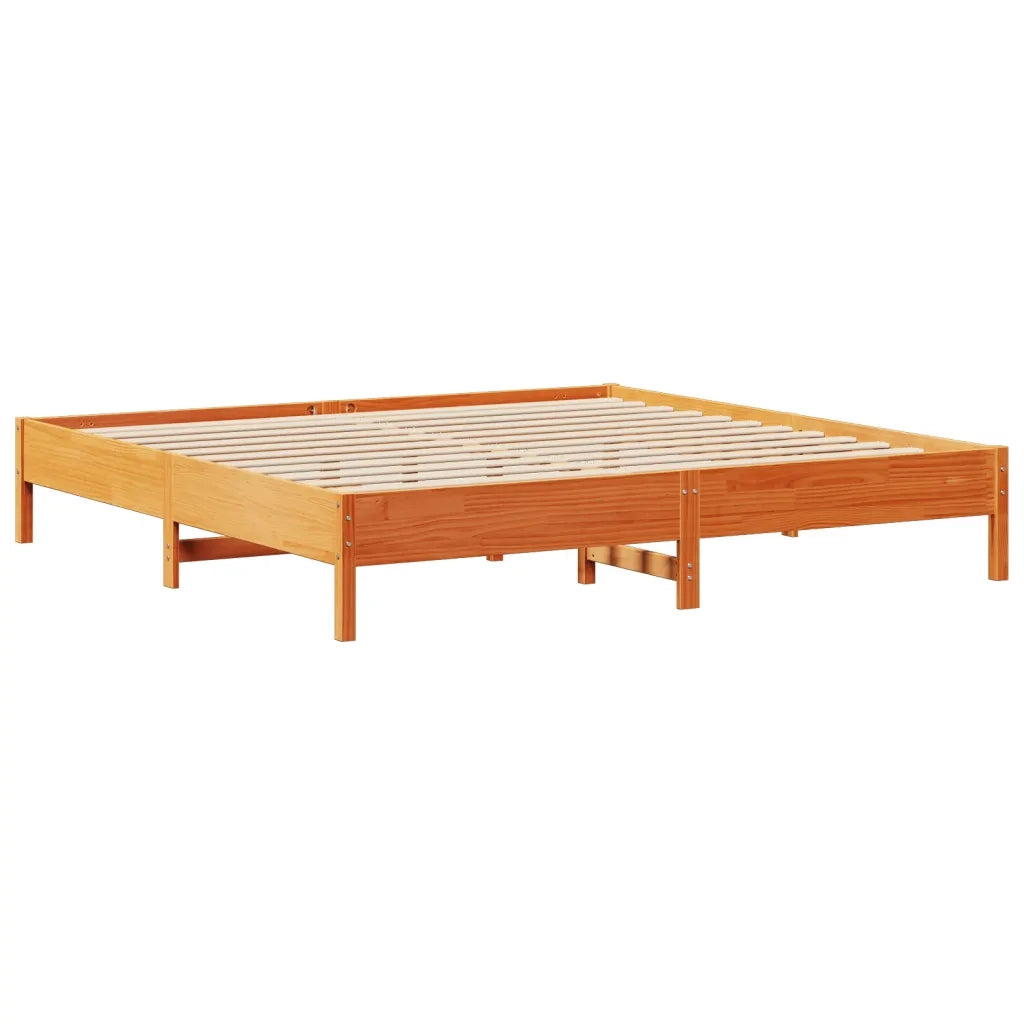 Letto senza Materasso-Struttura Letto Marrone Cera 200x200 cm in Legno di Pino 804099