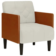 Divano Poltrona | Sedia con Braccioli Crema 55 cm in Velluto