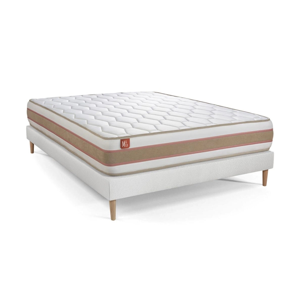 Pacchetto letto completo - Materasso 140x200cm + Box spring con doghe (kit) + 2 cuscini + Piumino - Le Délicat