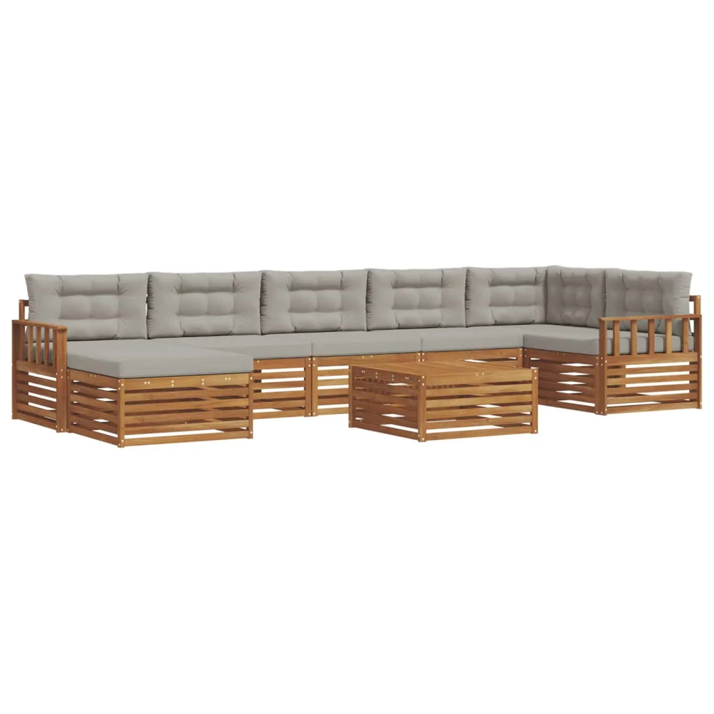 Set di divani da esterno 8 pcs Grigio Naturale e Chiaro 3373851