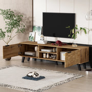 Mobile porta televisore moderno in effetto legno con 2 ante e 2 vani aperti, ampio e funzionale