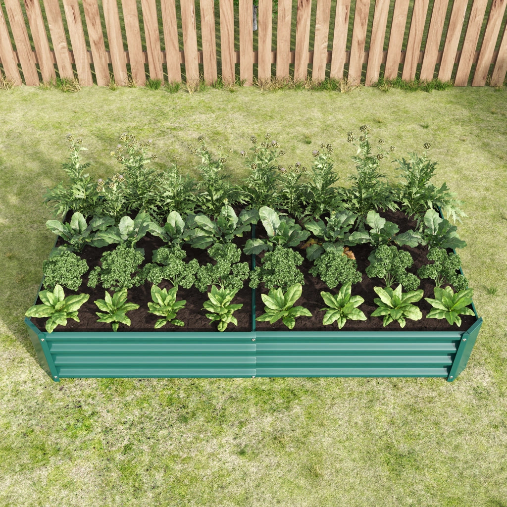 Orto rialzato in metallo aperto verde con pannelli in acciaio zincato per verdure erbe e fiori 180 × 91 × 30 cm