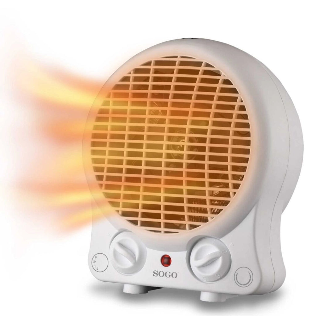 Termoventilatore elettrico 2000W con termostato regolabile, 2 livelli potenza e funzione ventilazione per riscaldamento rapido - Sogo