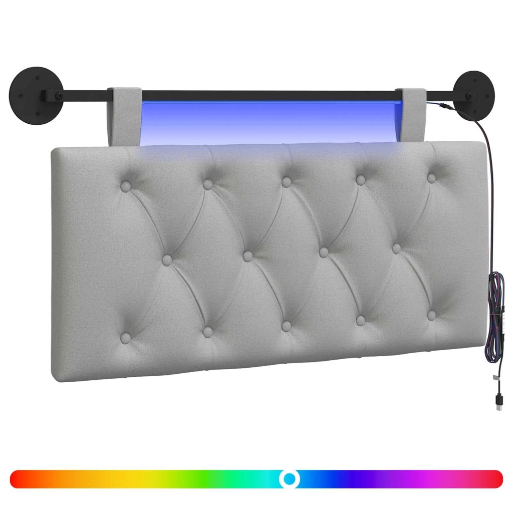 Testiera | Testata sospesa Con luce LED Grigio Nuvola Tessuto