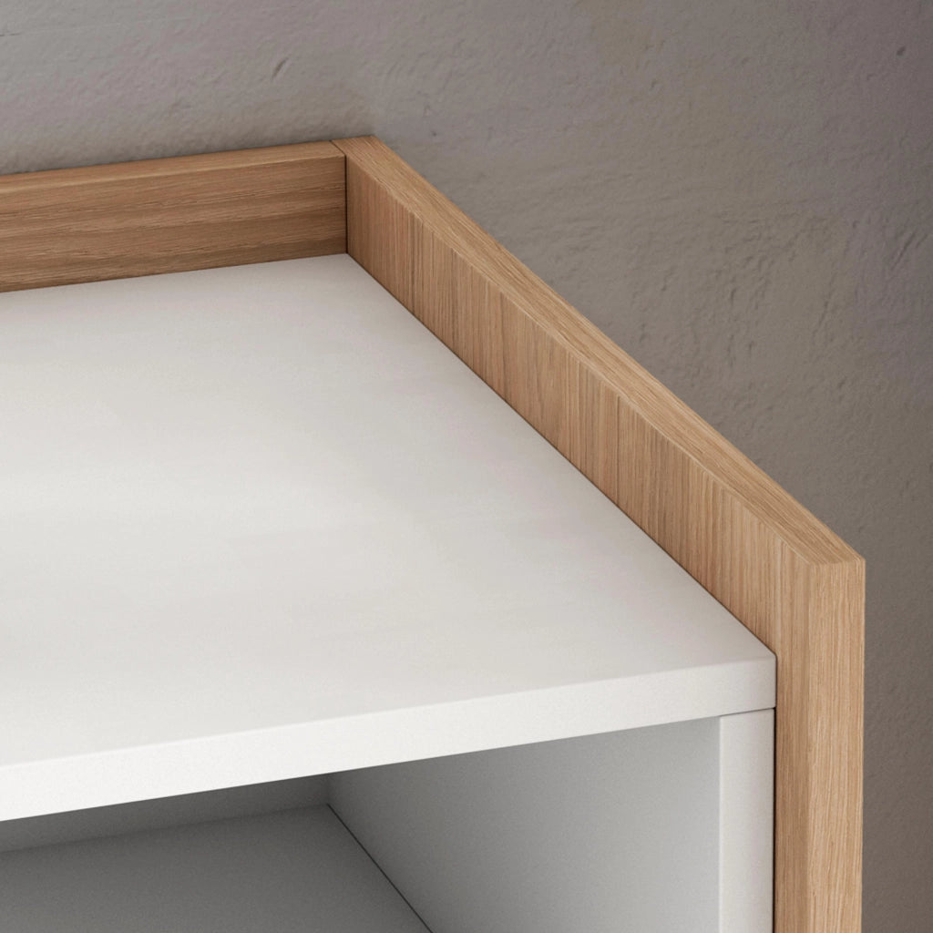 Mobile TV Soggiorno, 207x50x37 cm, Per TV fino a 80", LED, Bianco e Rovere soft