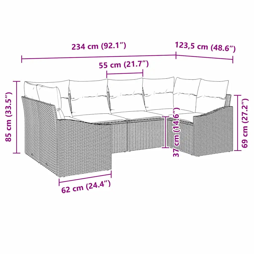 Set di divani con cuscino 6 pcs Beige polyrattan 3346861