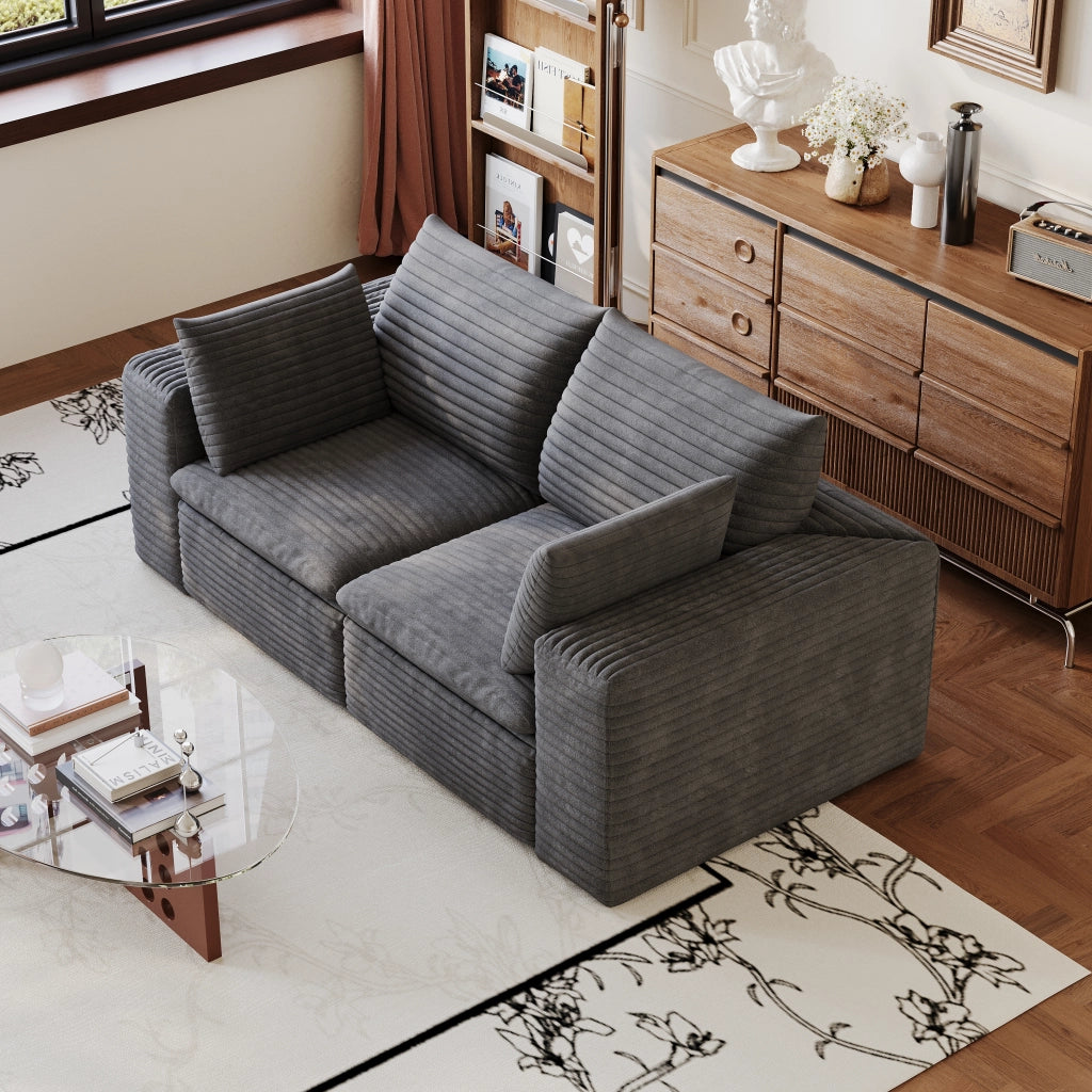 Divano modulare con imbottitura in schiuma, design senza telaio, in tessuto grigio scuro 180 × 90 × 60 cm