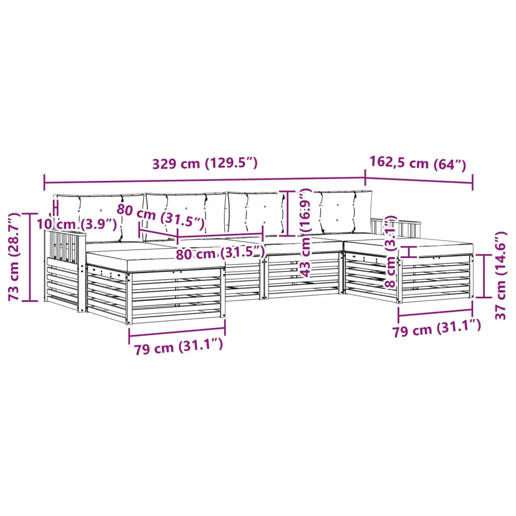Set divani 6 pcs Naturale e Antracite Legno di Acacia Massello 3373892