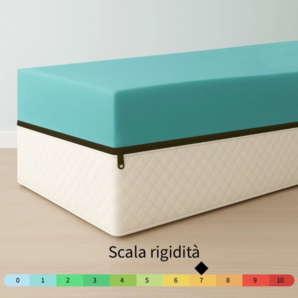 Materasso ortopedico semi rigido piazza e mezzo 110x195 in Water Foam ALTO 20 Cm. Materasso di base robusta con Rivestimento anallergico sfoderabile. Materasso Made in Italy 100%