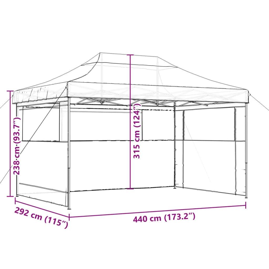 Tendone per Feste Pieghevole Pop-Up con 3 Pareti Beige 4004967