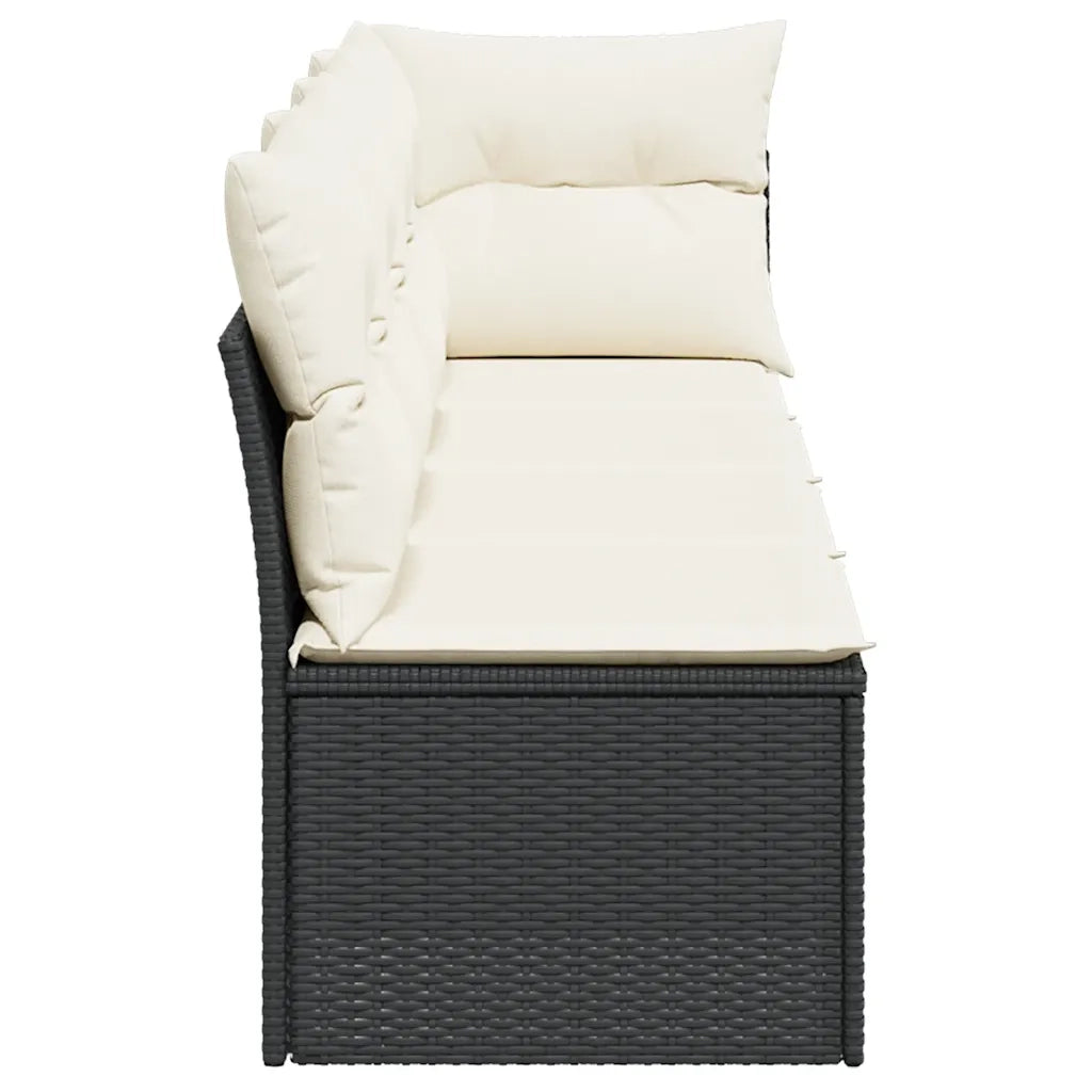 Divano da Giardino con Cuscini a 4 Posti-Sofa da Giardino-Divano da esterno Nero in Polyrattan 410883