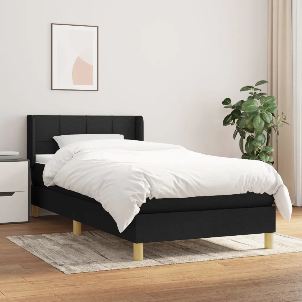 Giroletto a Molle con Materasso-Struttura Letto Nero 80x200 cm inTessuto 401858